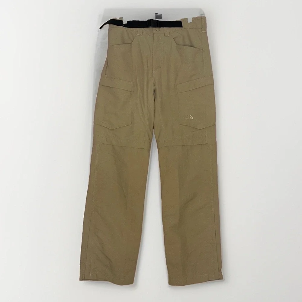 The North Face Cargo Hiking Pants Men 30x32 Khaki Nylon Trail Convertible Belted
